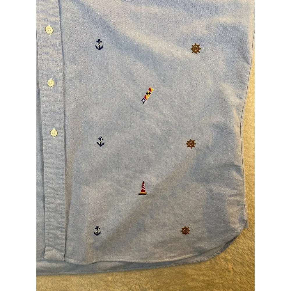 Polo Ralph Lauren Nautical Embroidery SZ XXL Button Up Shirt 100% Cotton